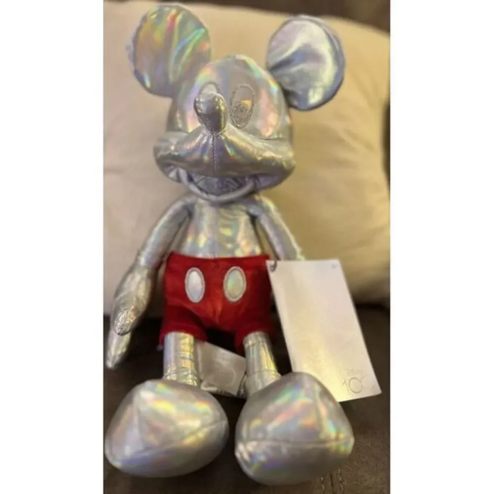 2023 Disney Parks 100th Anniversary Mickey Mouse Silver Platinum Plush Toy‎ New